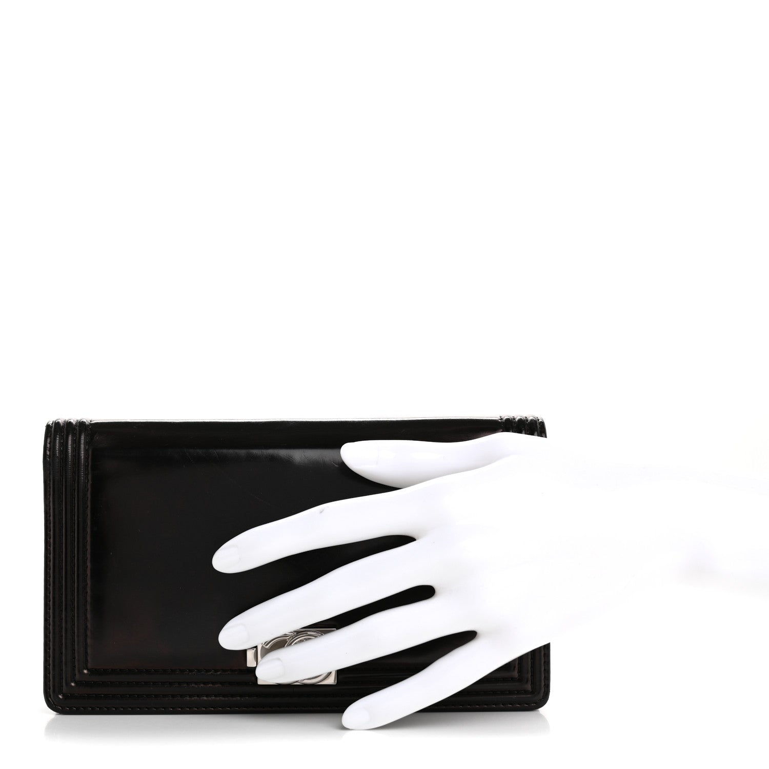 Glazed Calfskin Boy Yen Wallet Black