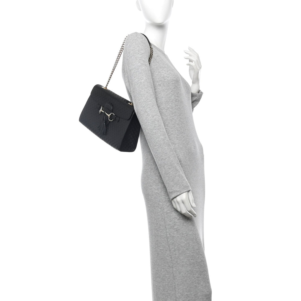 Microguccissima Medium Emily Chain Shoulder Bag Black