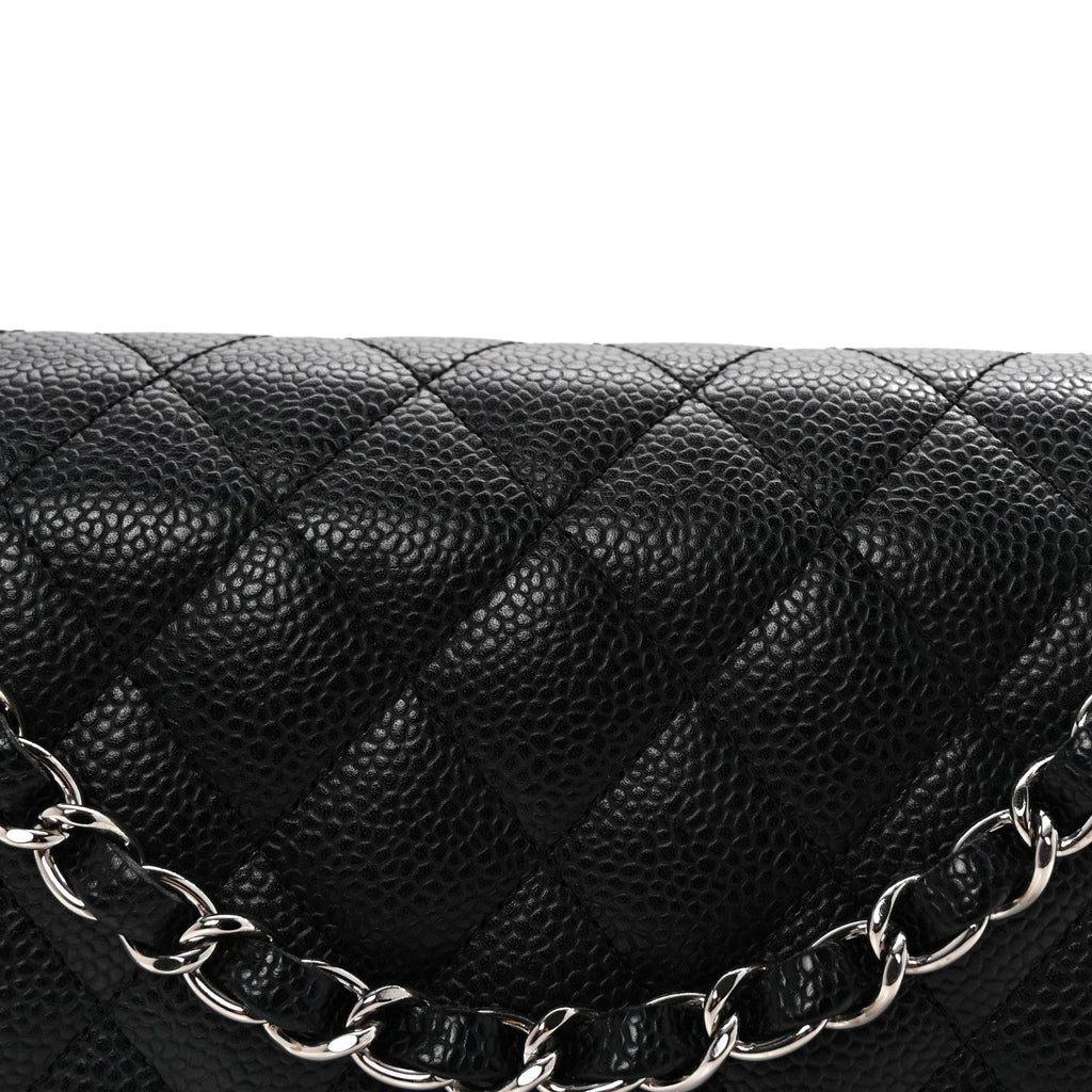 Caviar Quilted Medium Double Flap Black