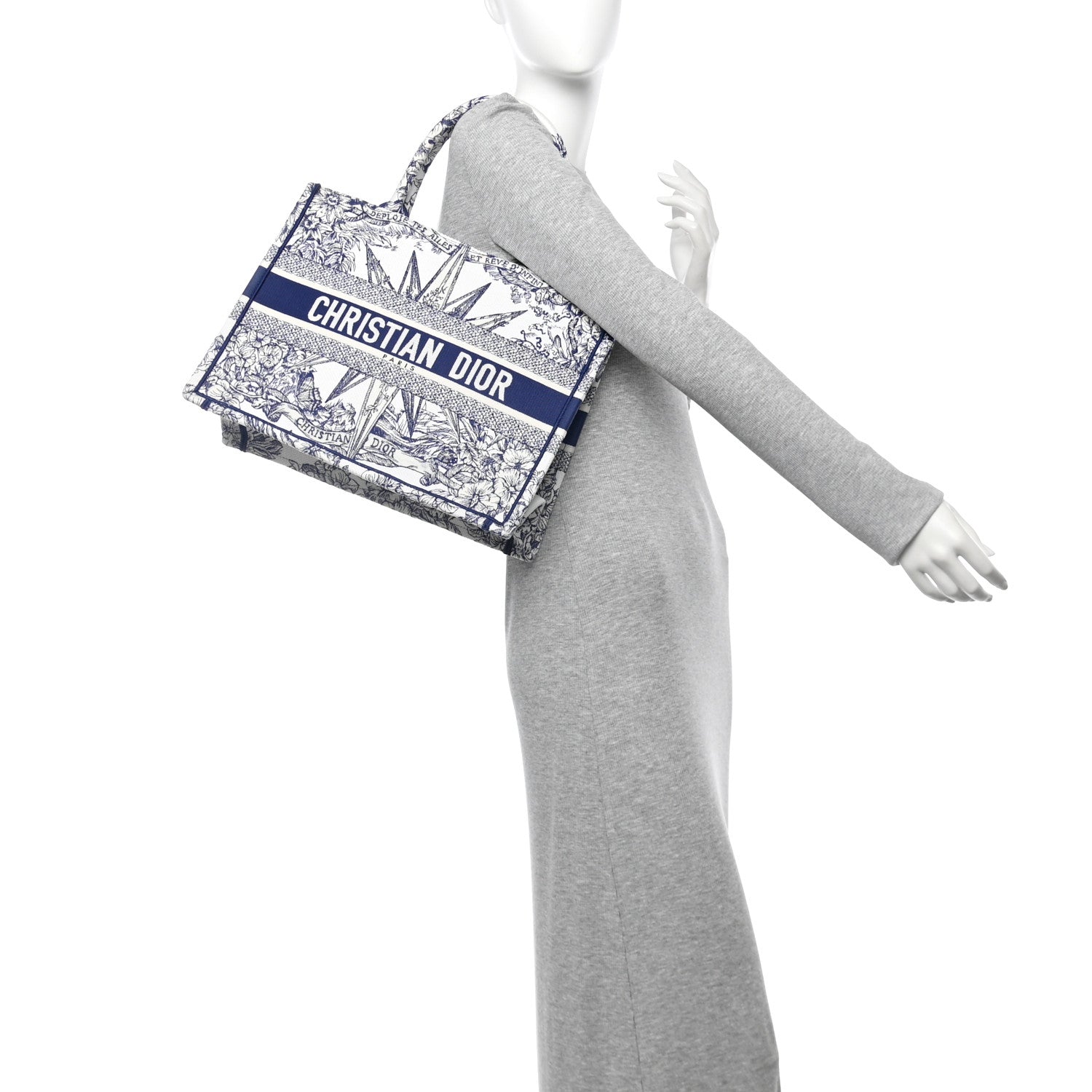 Canvas Embroidered Medium Reve d'Infini Book Tote Blue