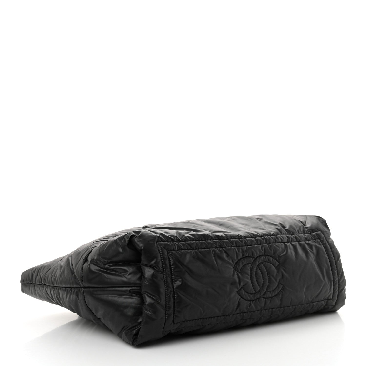 Lambskin Quilted Large Coco Cocoon Reversible Tote Black