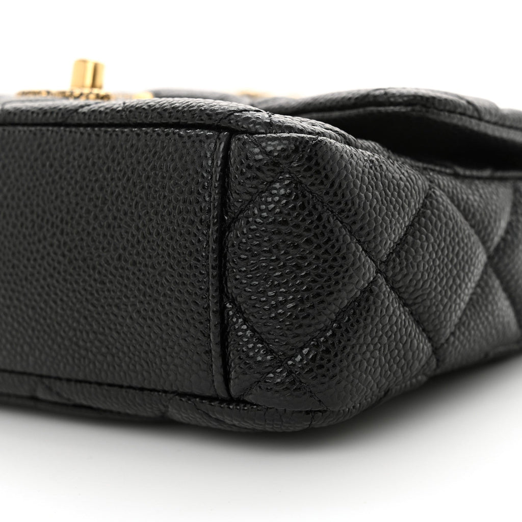 Grained Lambskin Quilted Mini Flap Black
