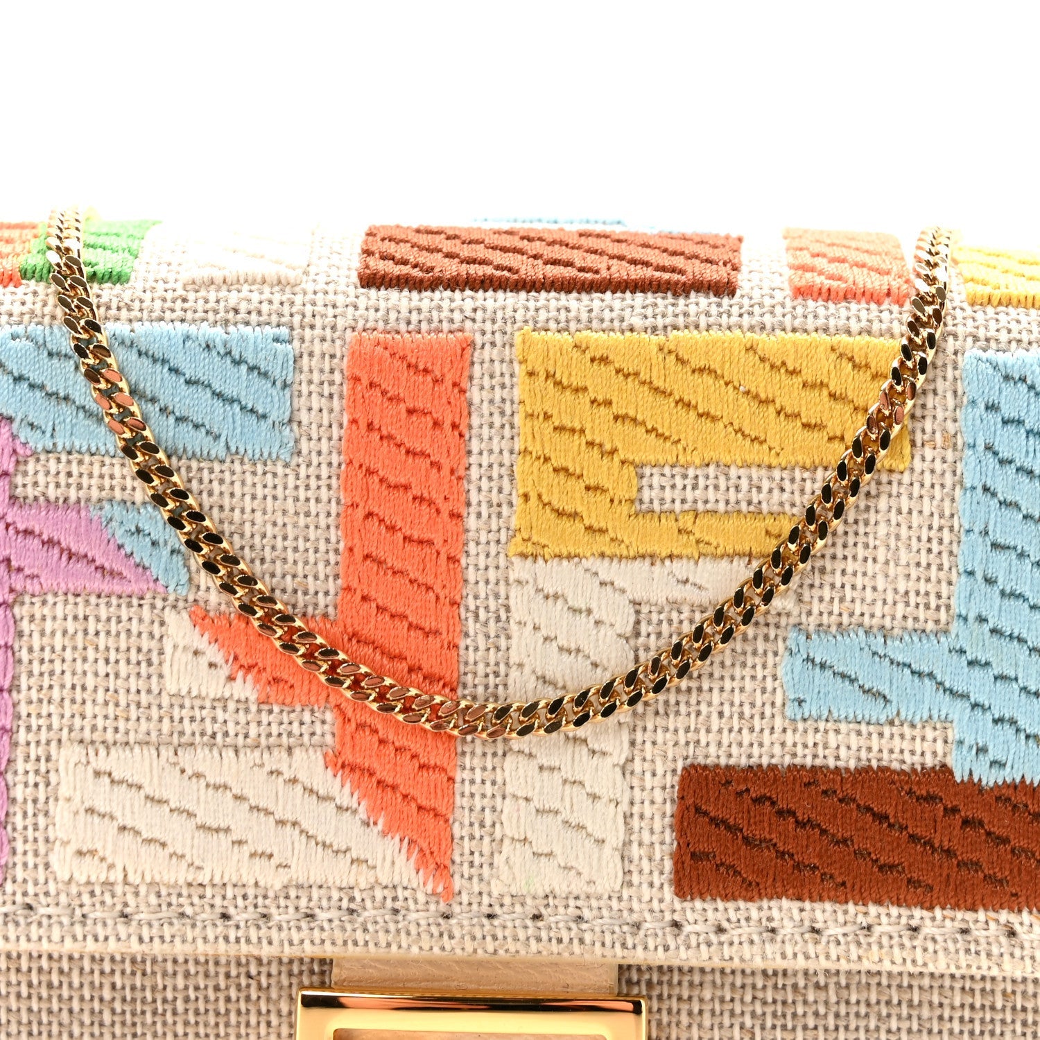Kuban Canvas FF Embroidered Nano Baguette Charm Grezzo Multicolor