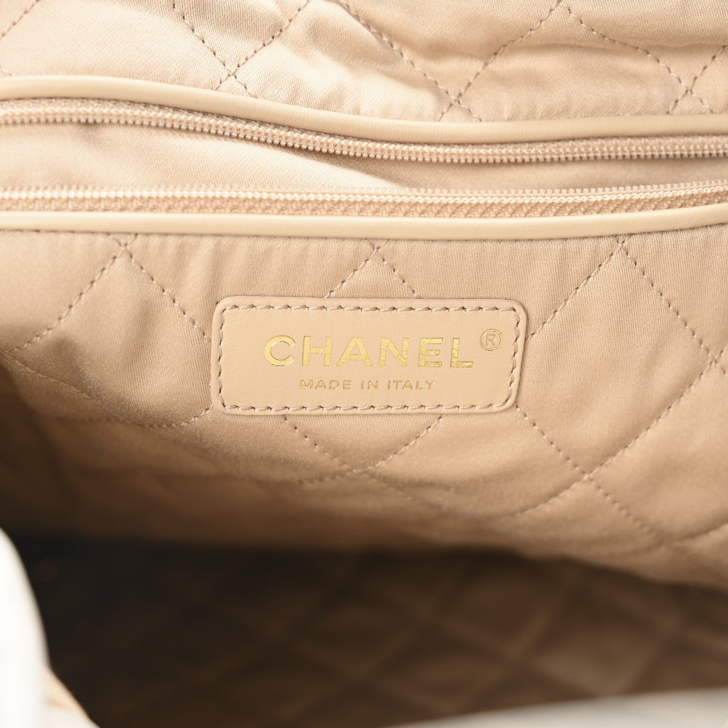Shiny Calfskin Quilted Chanel 22 Backpack White