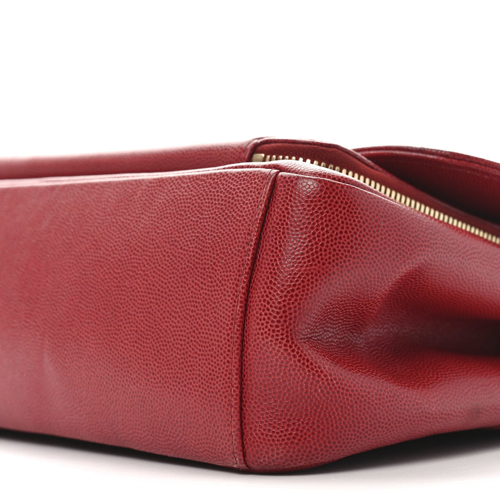 Caviar Quilted Large Business Affinity Flap Red