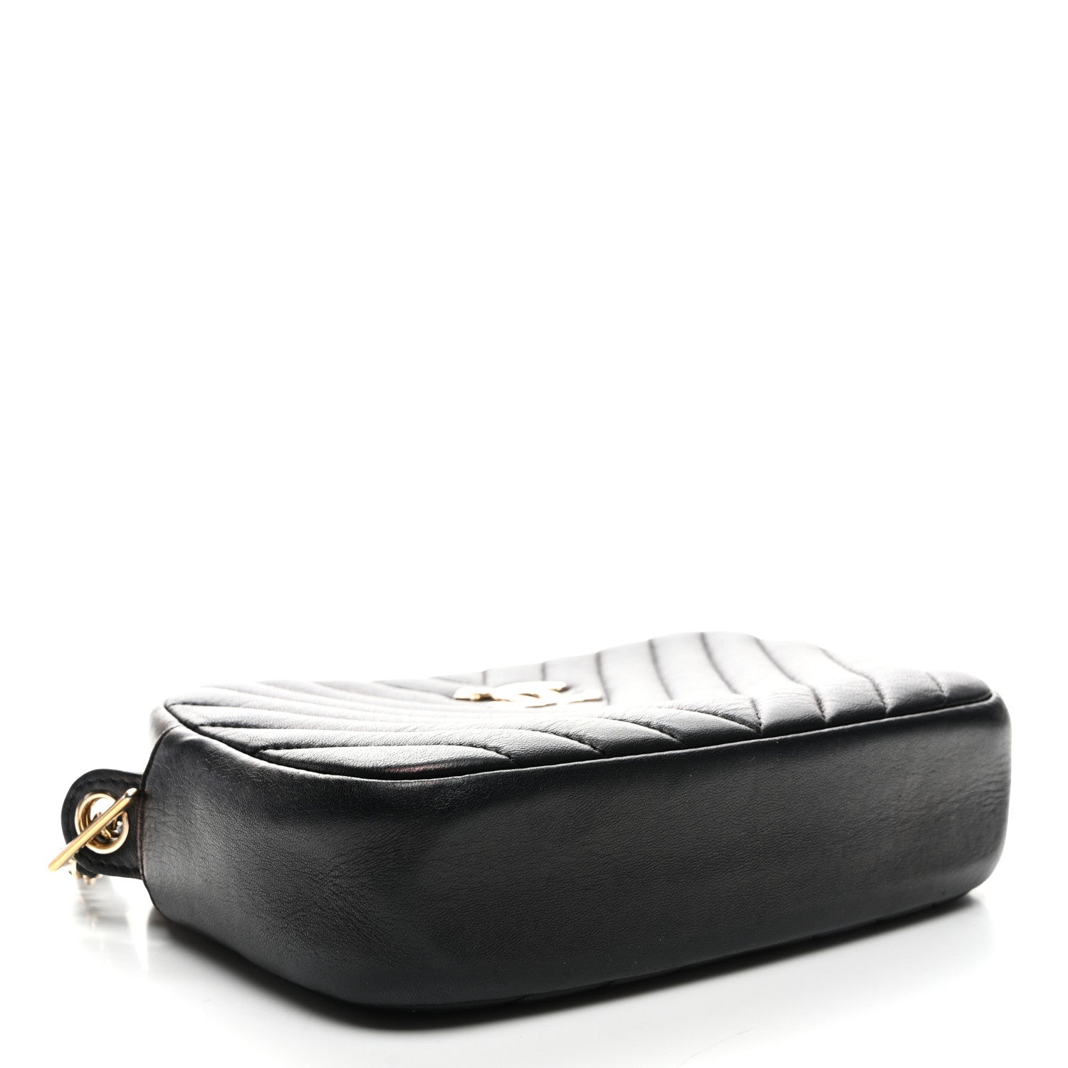 Lambskin Chevron Quilted Camera Case Black