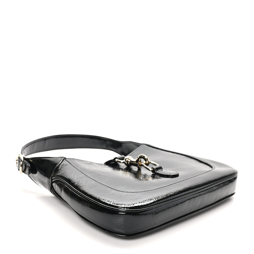 Patent Calfskin Small Jackie Shoulder Bag Black