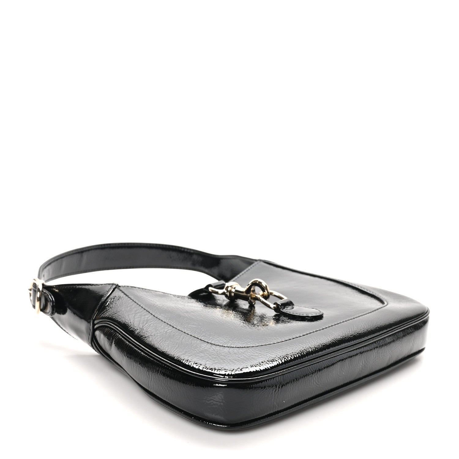 Patent Calfskin Small Jackie Shoulder Bag Black