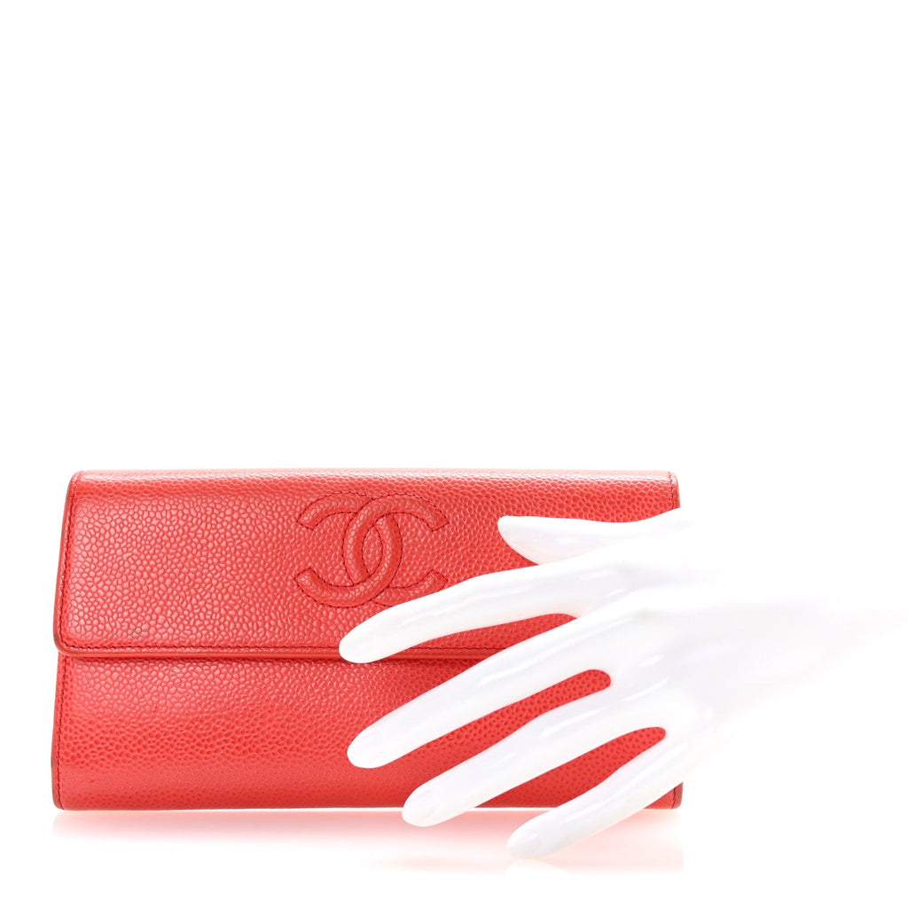 Caviar Timeless CC Large Flap Wallet Red
