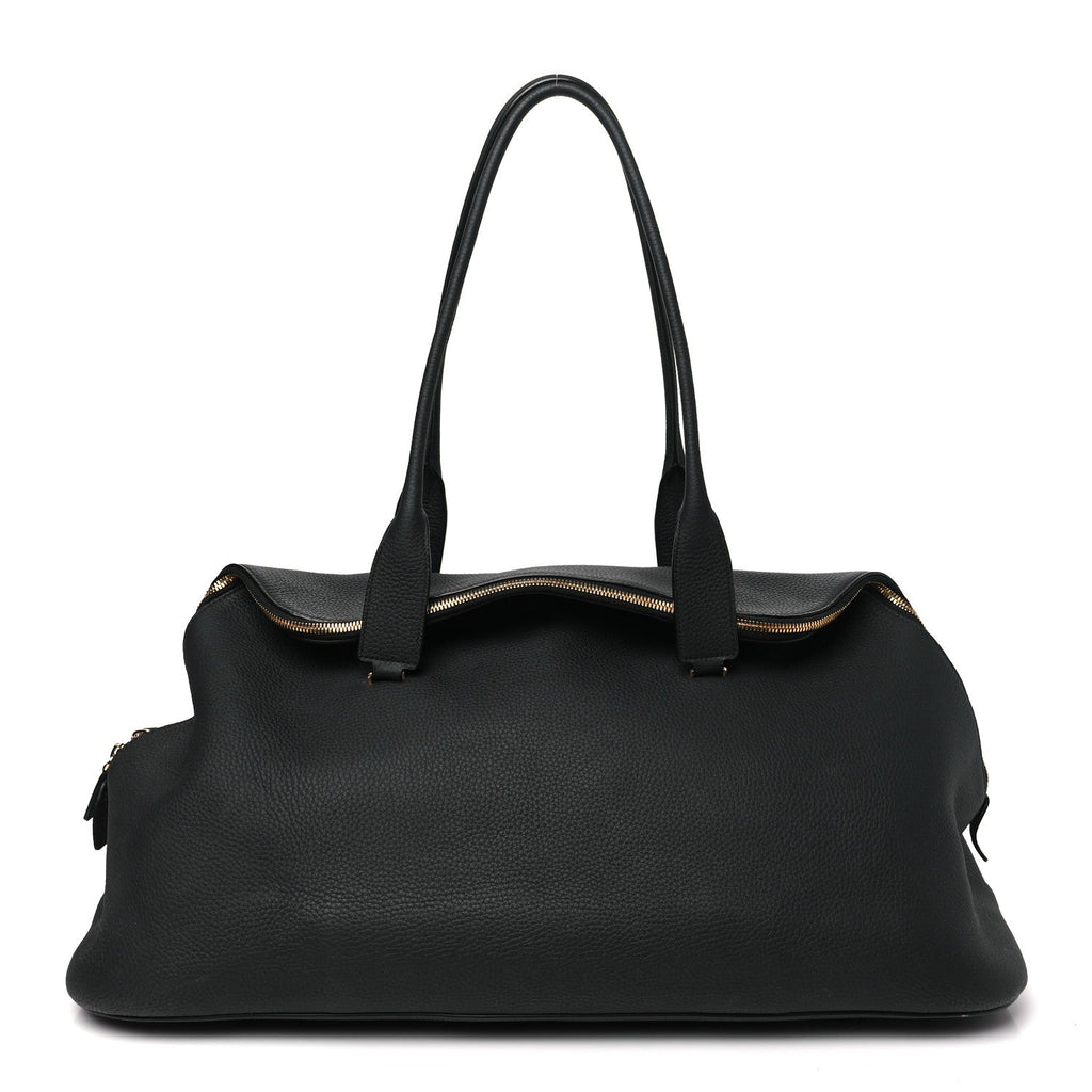 Matte Grained Calfskin Large Devon Bag Black