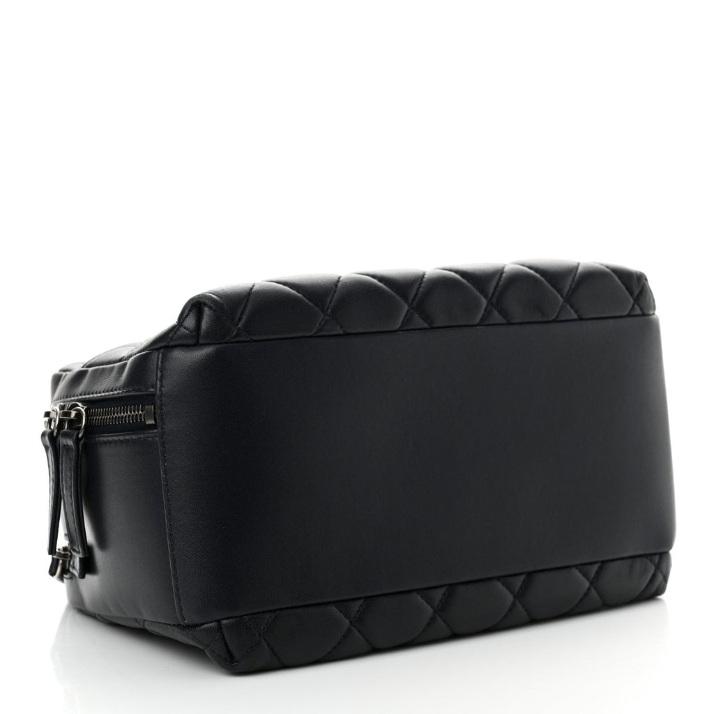 Lambskin Quilted Medium Trendy CC Bowling Bag Navy