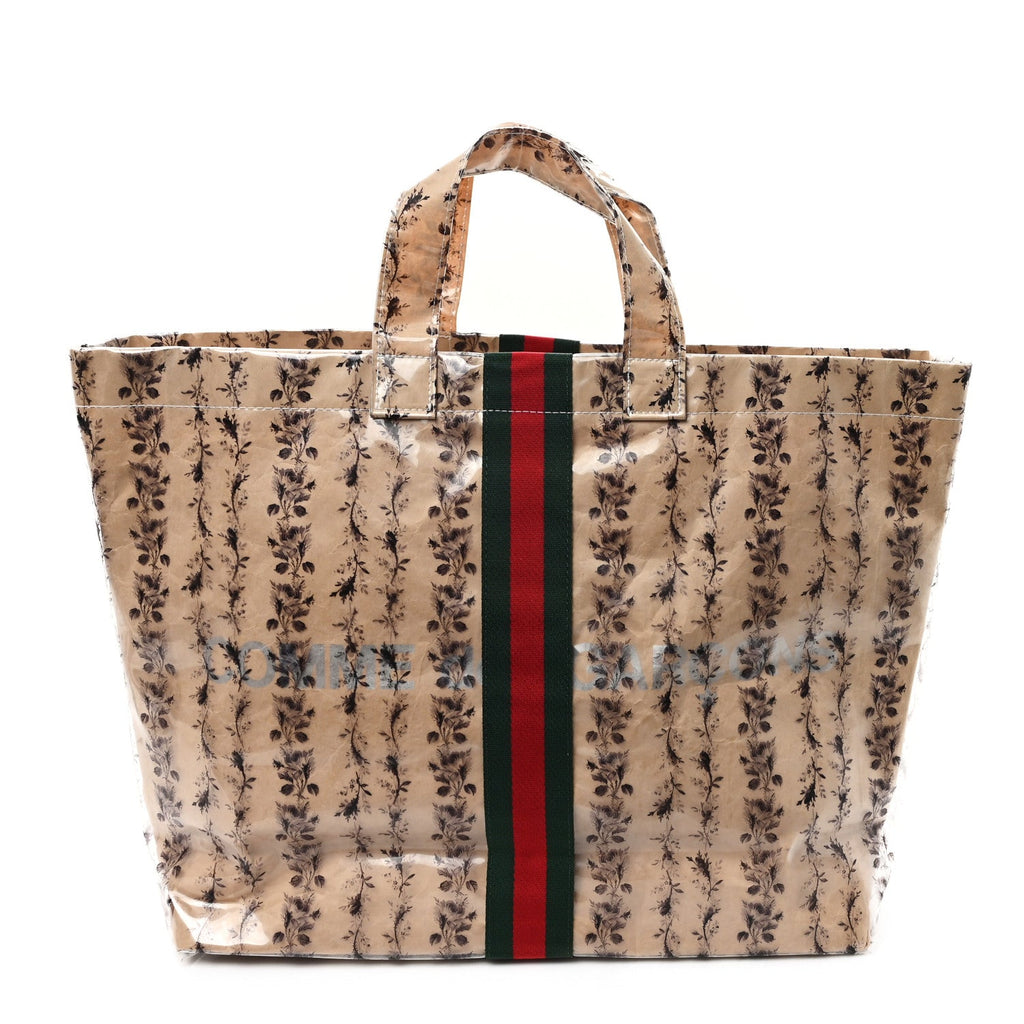 X COME DE GARCONS Plastic Web Floral Paper Shopper Tote
