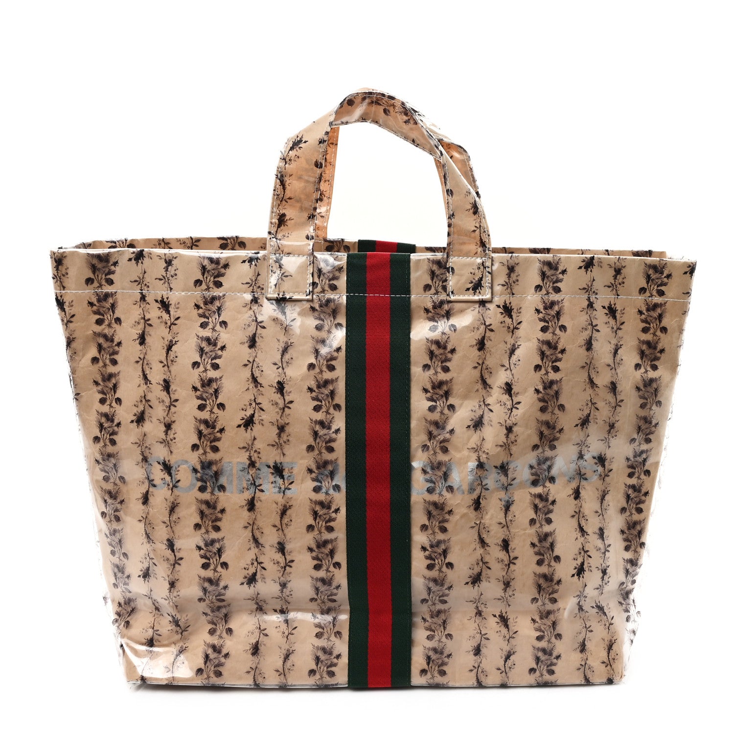 X COME DE GARCONS Plastic Web Floral Paper Shopper Tote