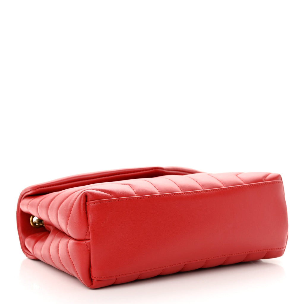 Calfskin Y Quilted Monogram Small Loulou Chain Satchel Red