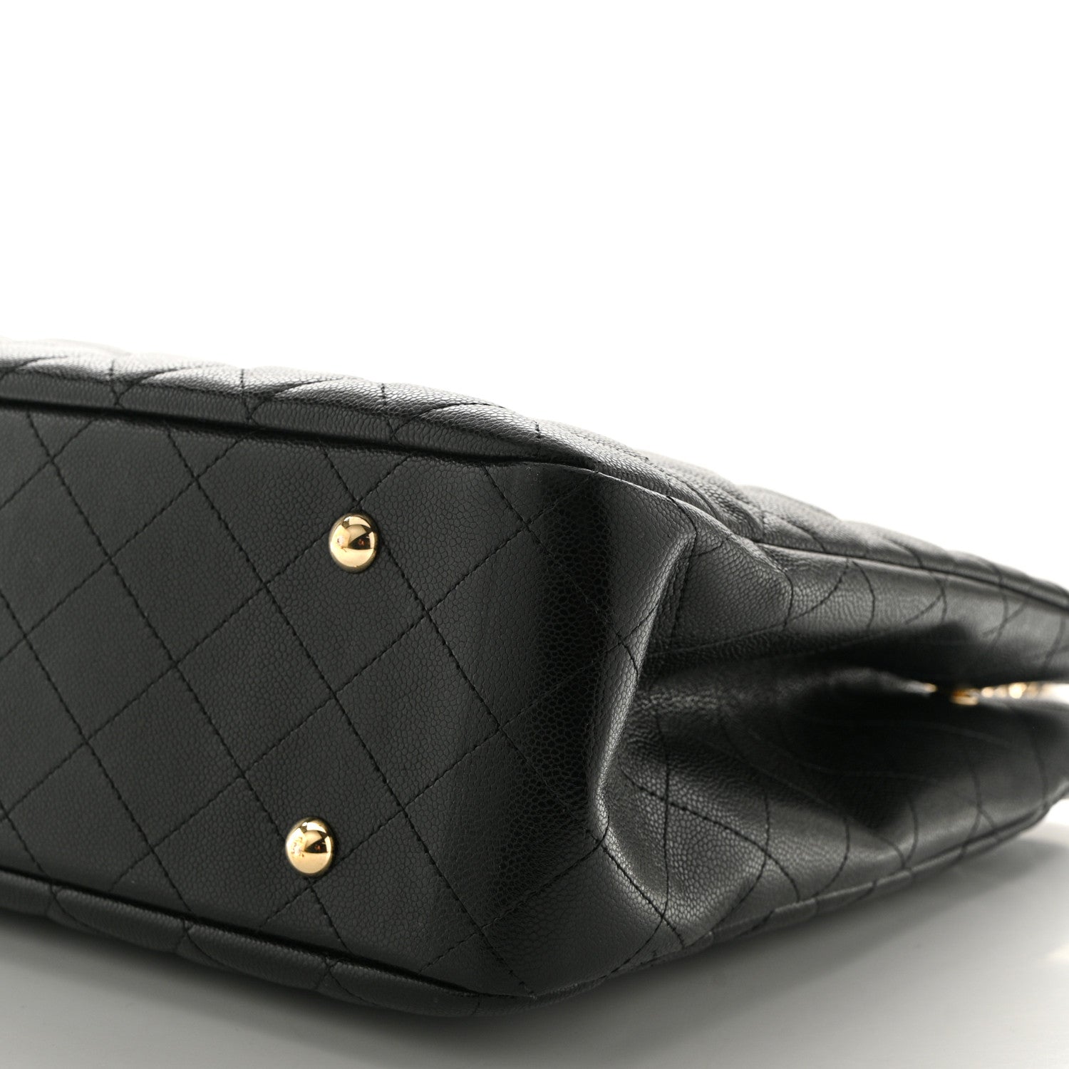Caviar Quilted Large Shopping Tote Black
