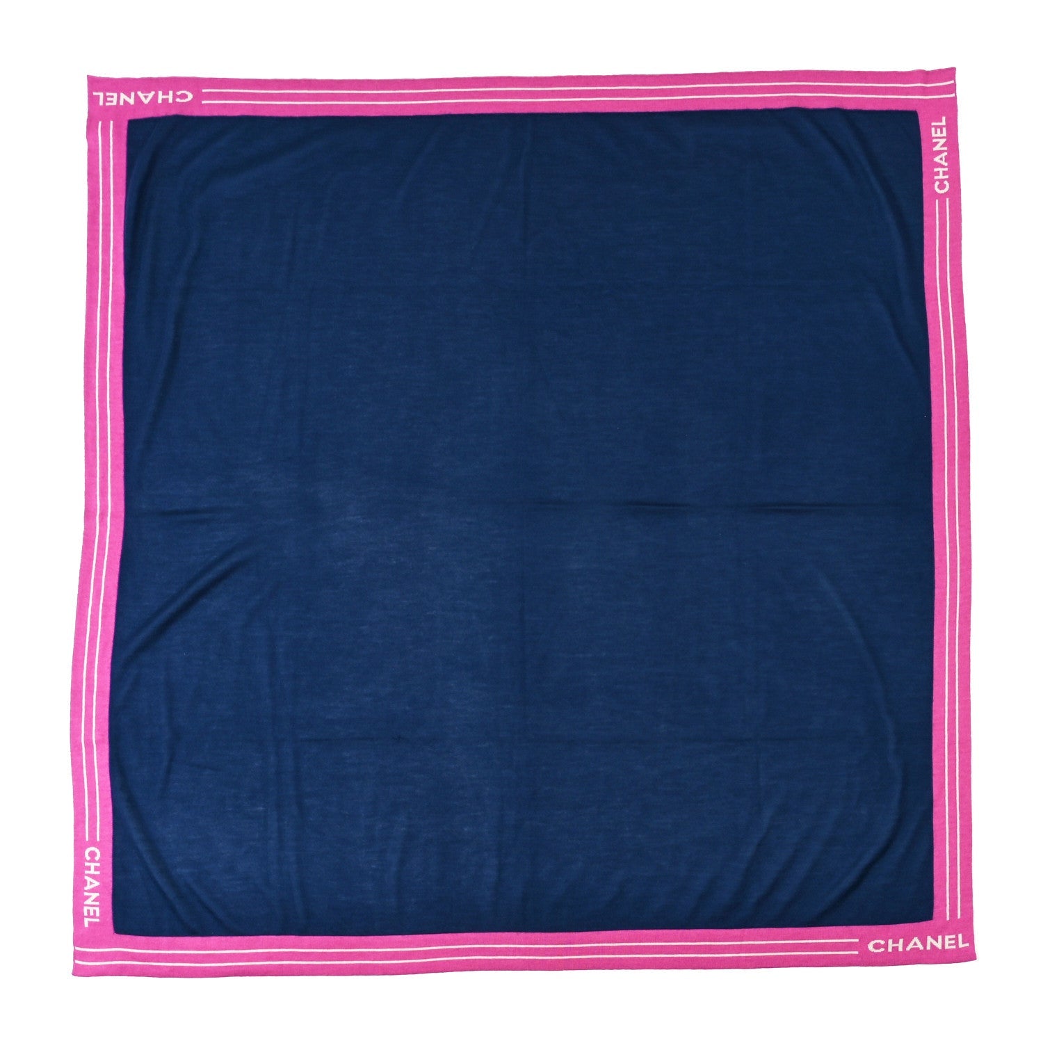 Cashmere Silk Cotton Knit CC Scarf Blue Pink White