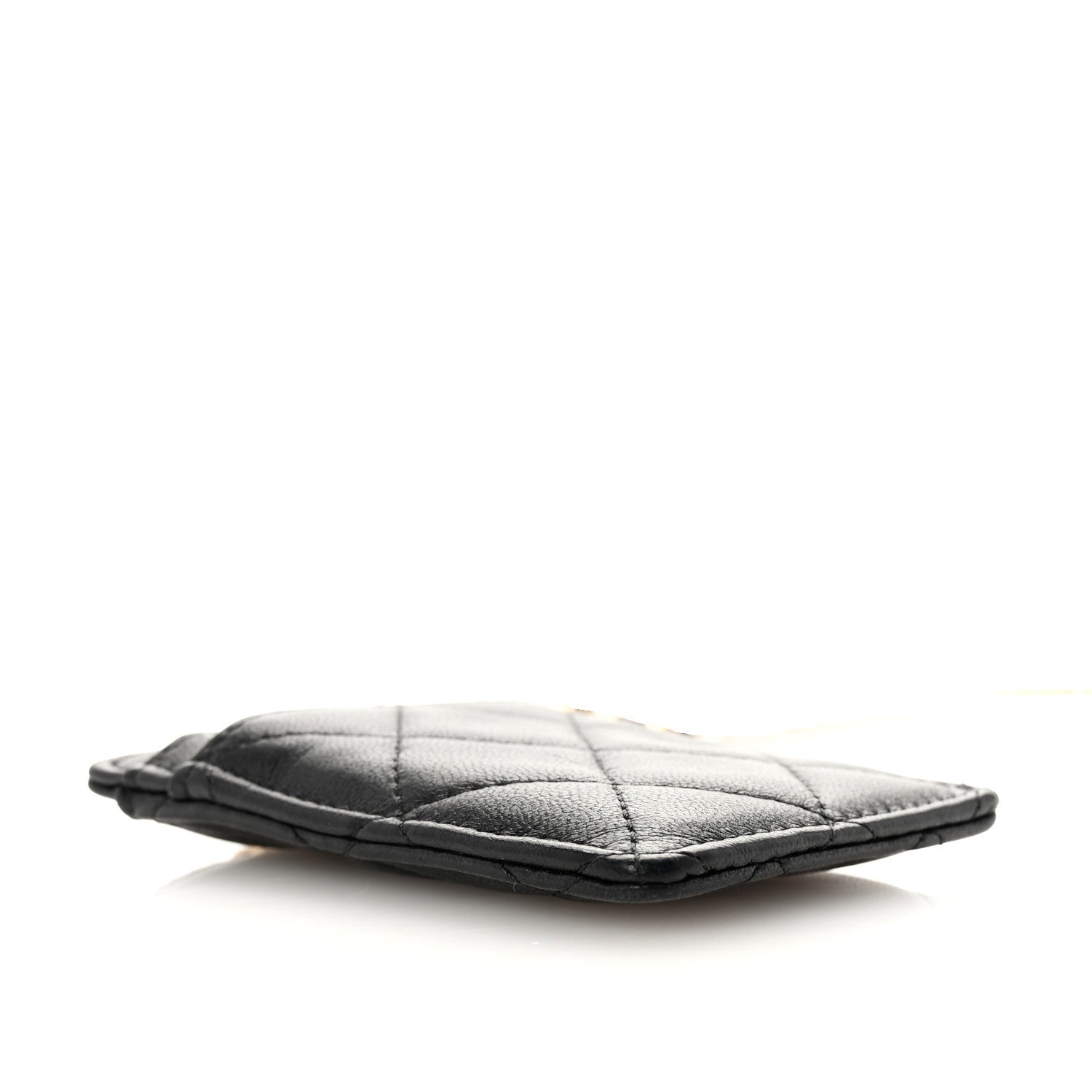 Lambskin Quilted  Holder On Chain Black