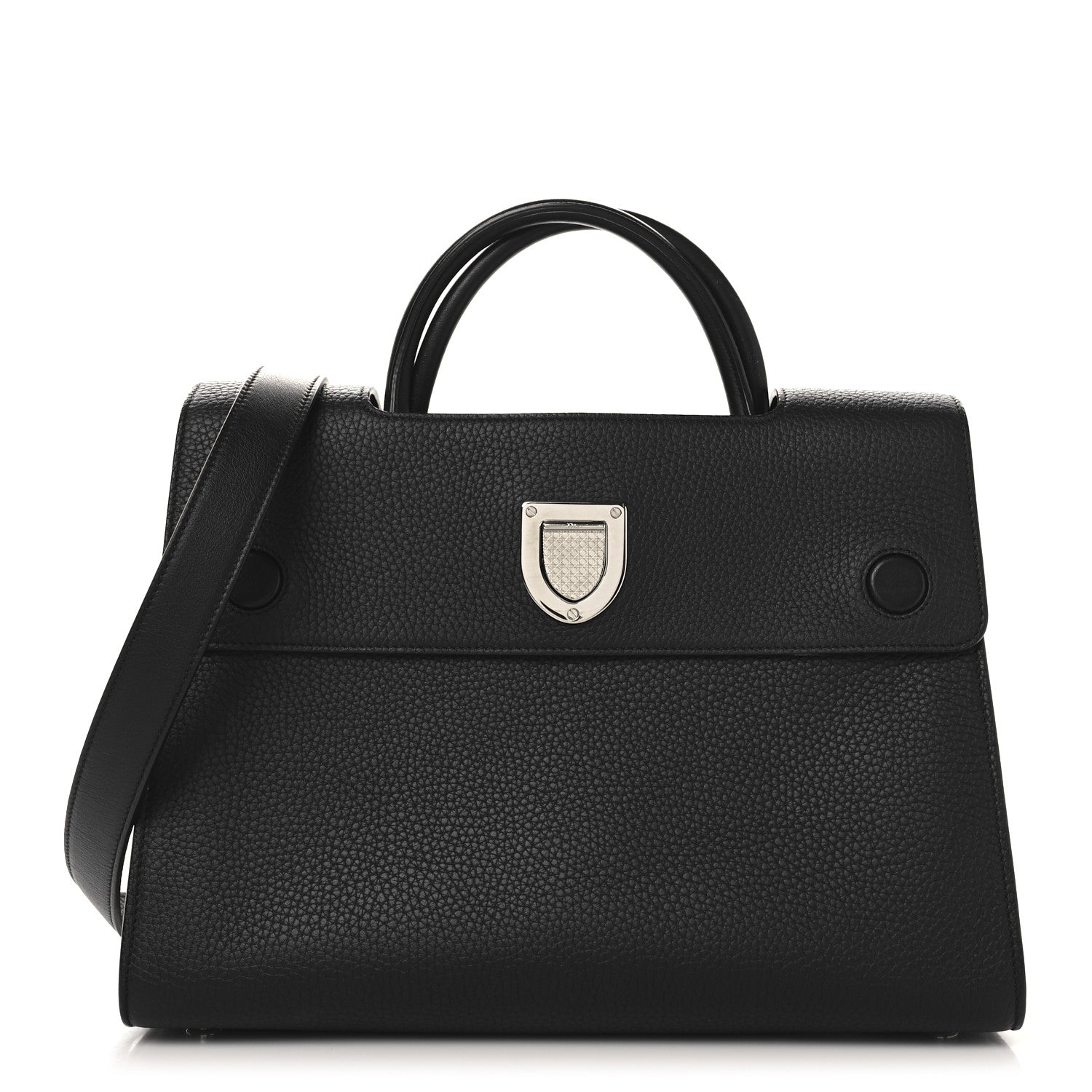 Grained Calfskin Medium Diorever Flap Black