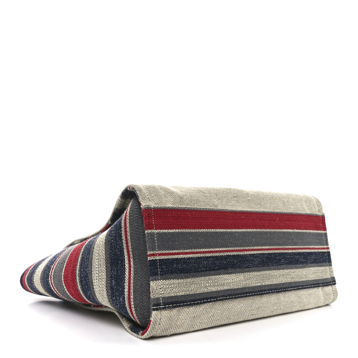 Striped Canvas Small Deauville Tote Beige