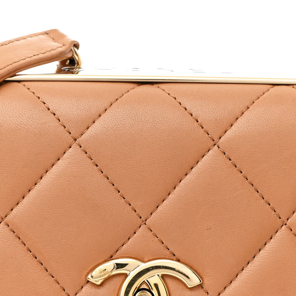 Lambskin Quilted Medium Trendy CC Flap Beige