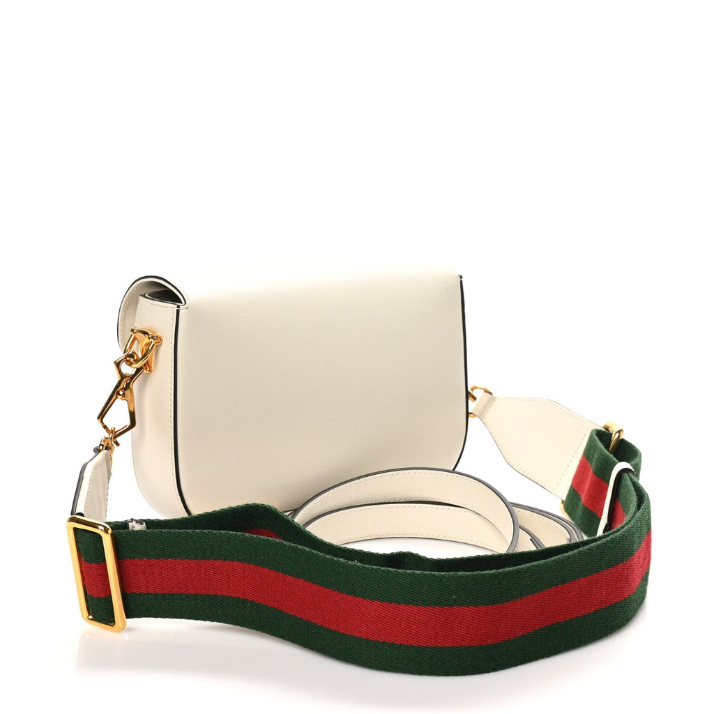 Azalea Calfskin Web Mini Horsebit 1955 Shoulder Bag Mystic White