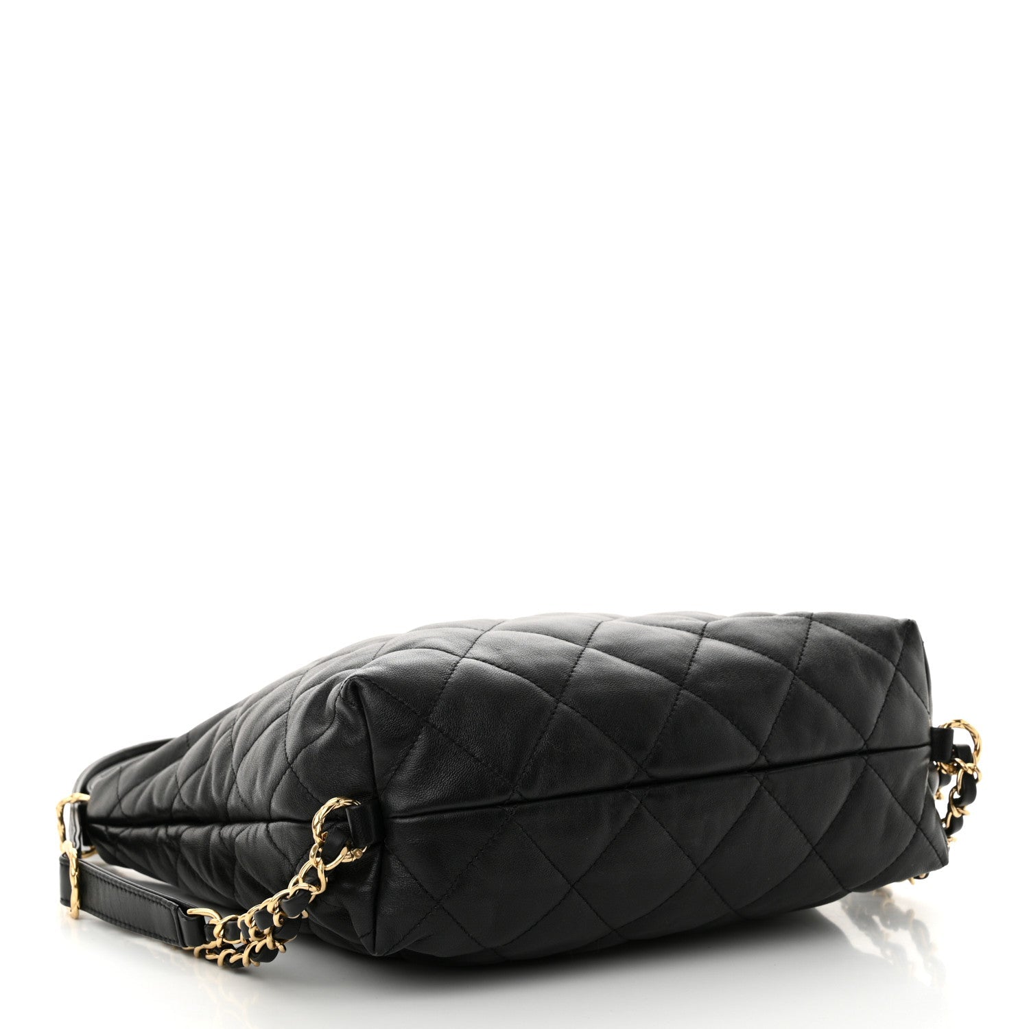 Lambskin Quilted Maxi Hobo Black