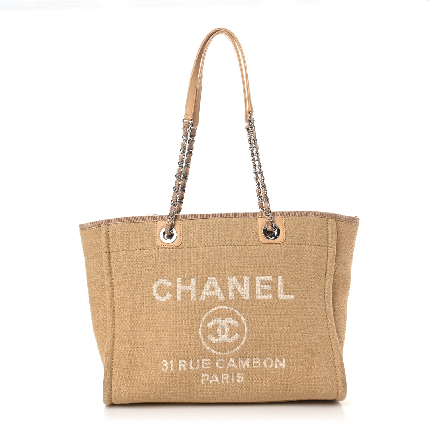 Mixed Fibers Small Deauville Tote Beige