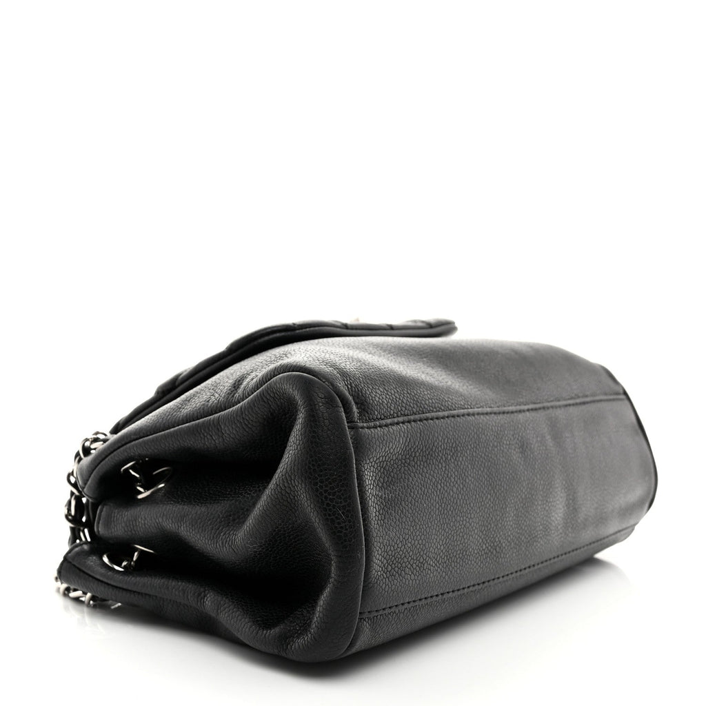 Caviar Quilted Accordion Mademoiselle Flap Black