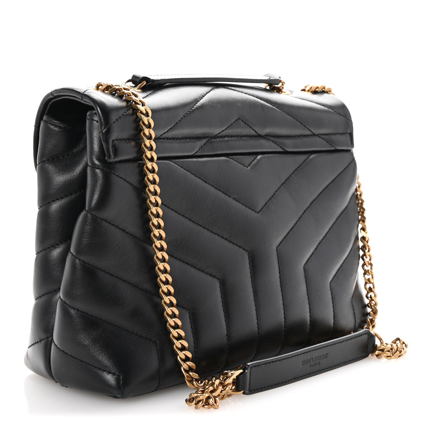 Calfskin Y Quilted Monogram Small Loulou Chain Satchel Black