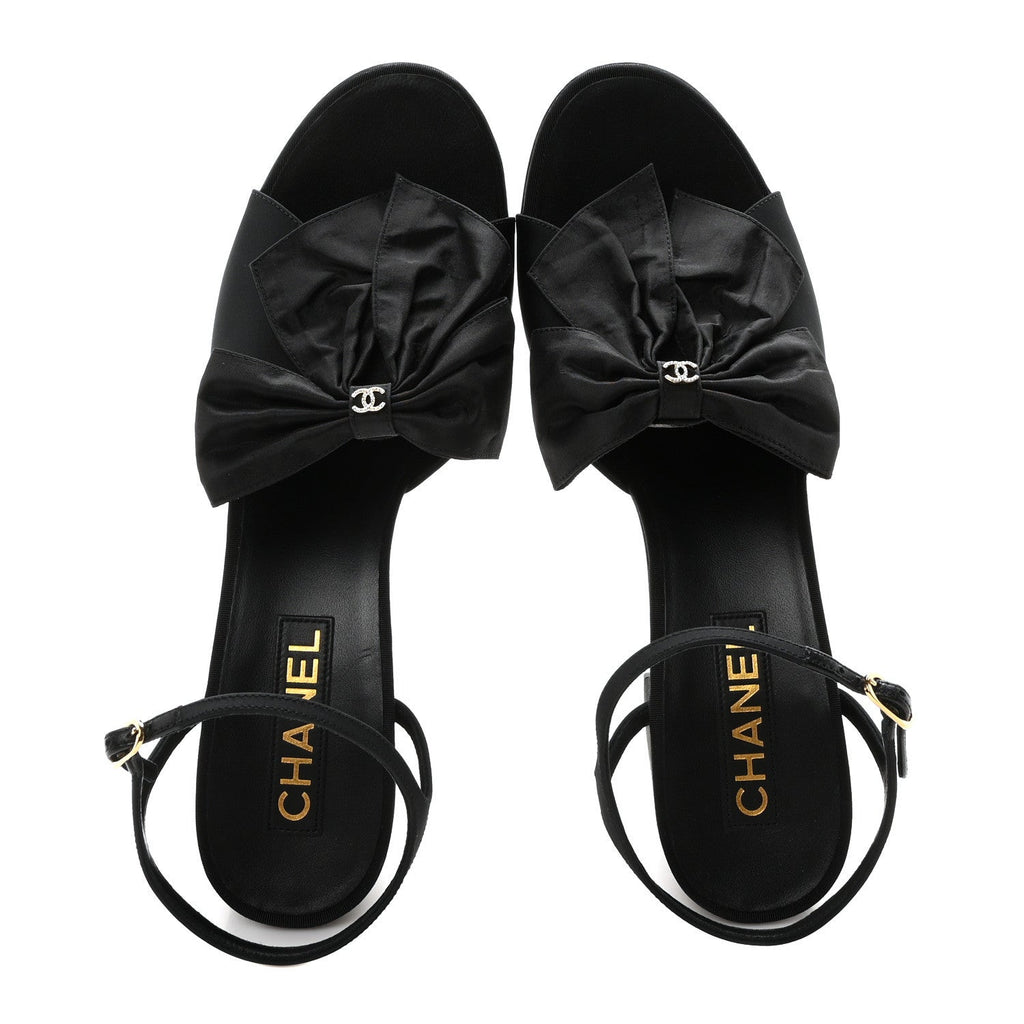 Silk Bow CC Platform Sandals 41 Black