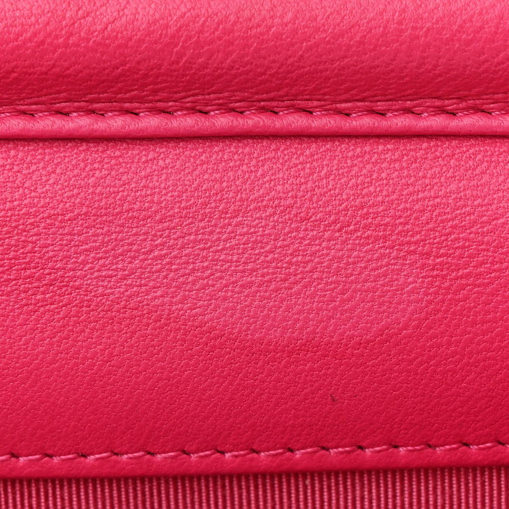 Lambskin Quilted Wallet on Chain WOC Fuchsia