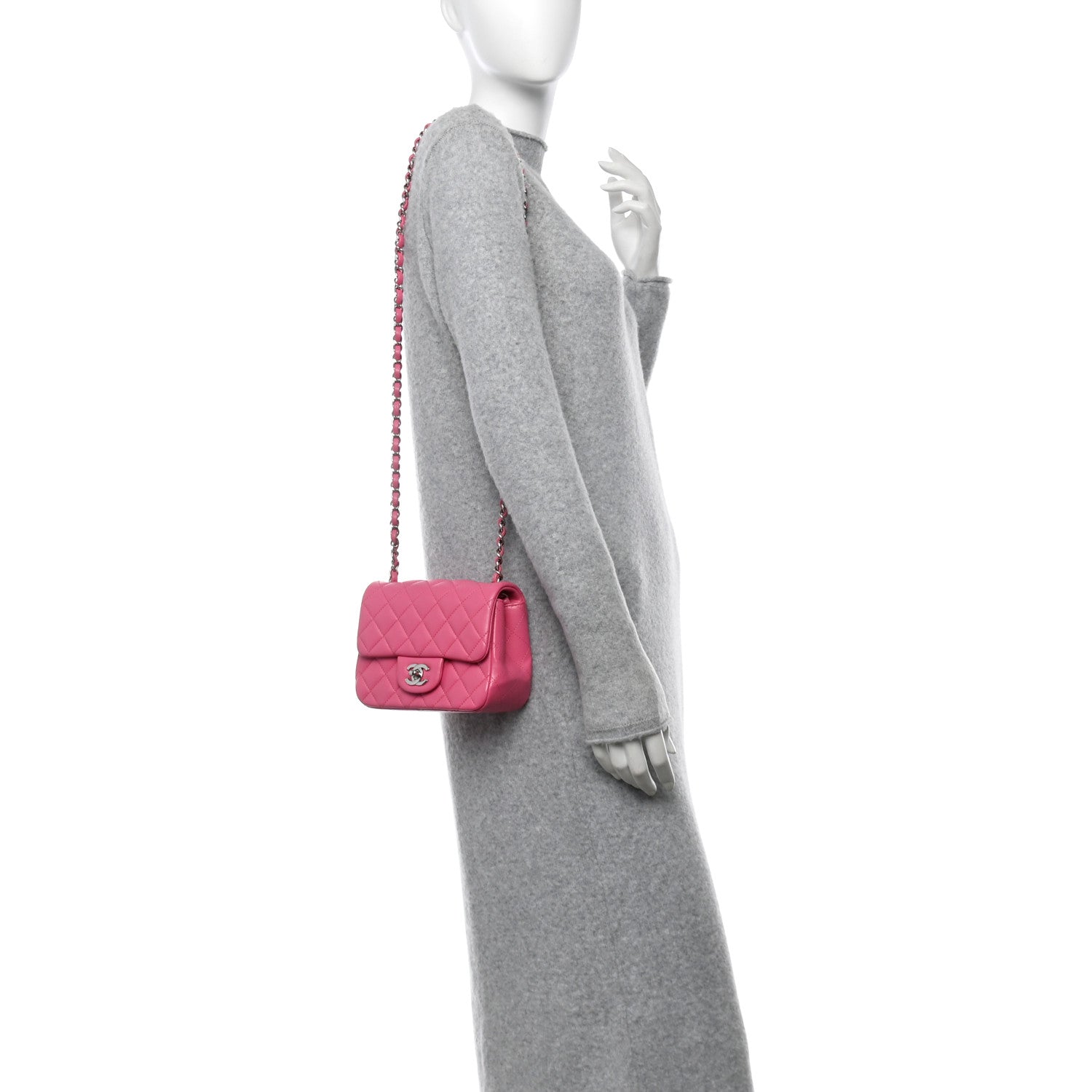 Lambskin Quilted Mini Square Flap Pink