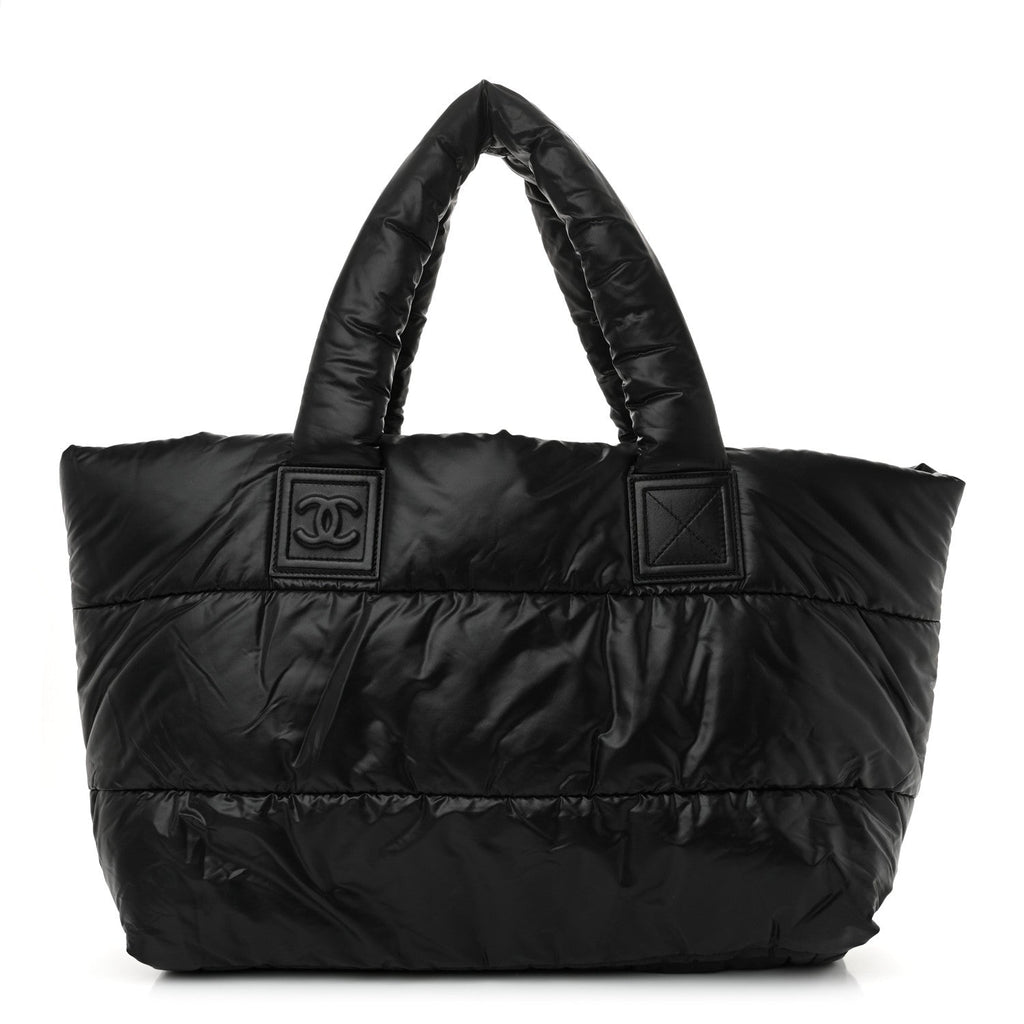 Lambskin Quilted Large Coco Cocoon Reversible Tote Black