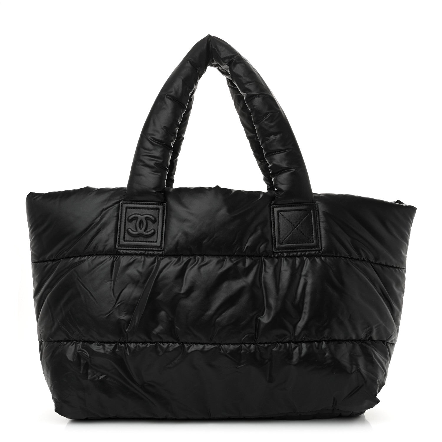 Lambskin Quilted Large Coco Cocoon Reversible Tote Black