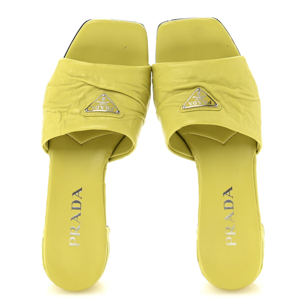 Nappa Antique Triangle Logo Mules 37.5 Cedro