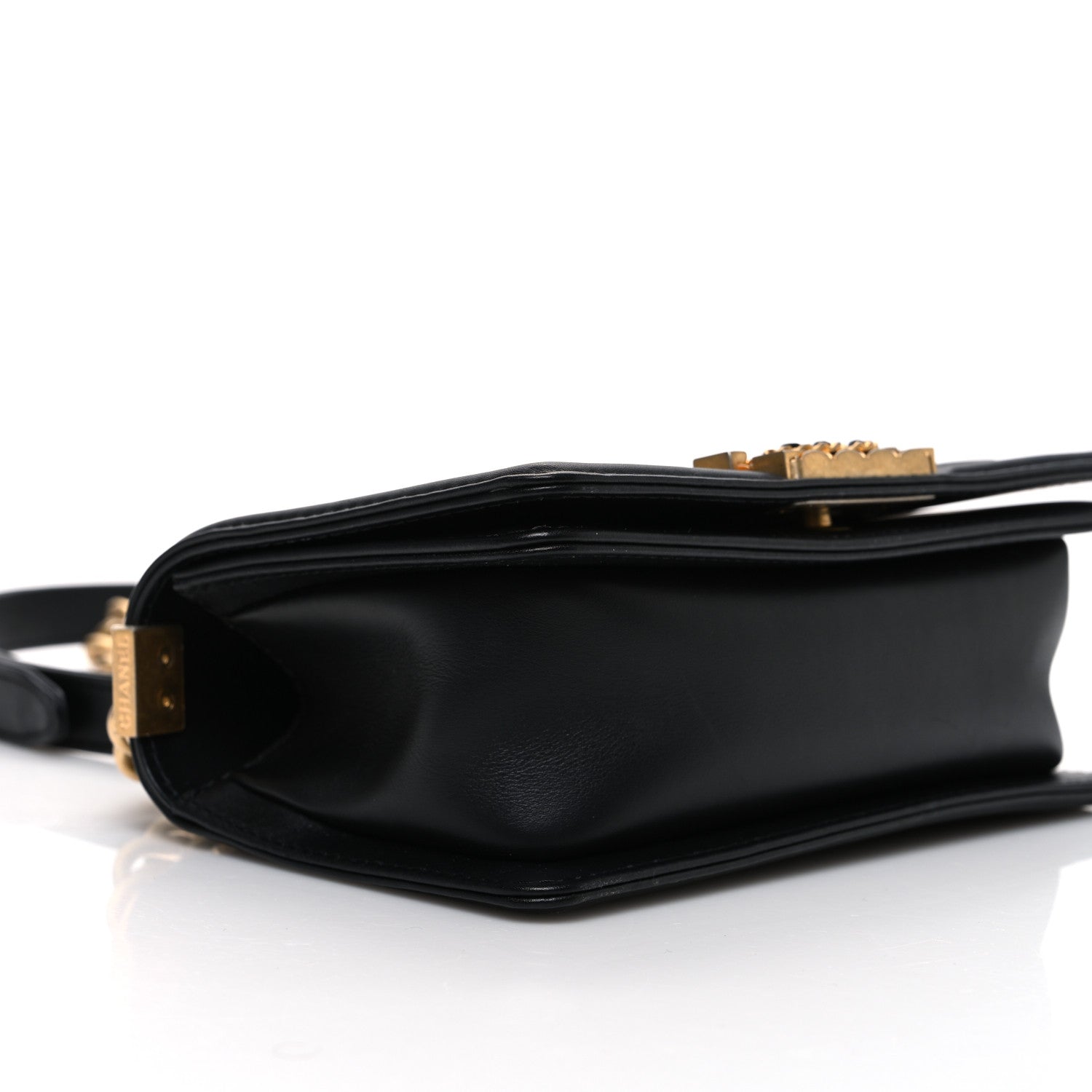 Lambskin Quilted Small Chain Around Boy Flap Black