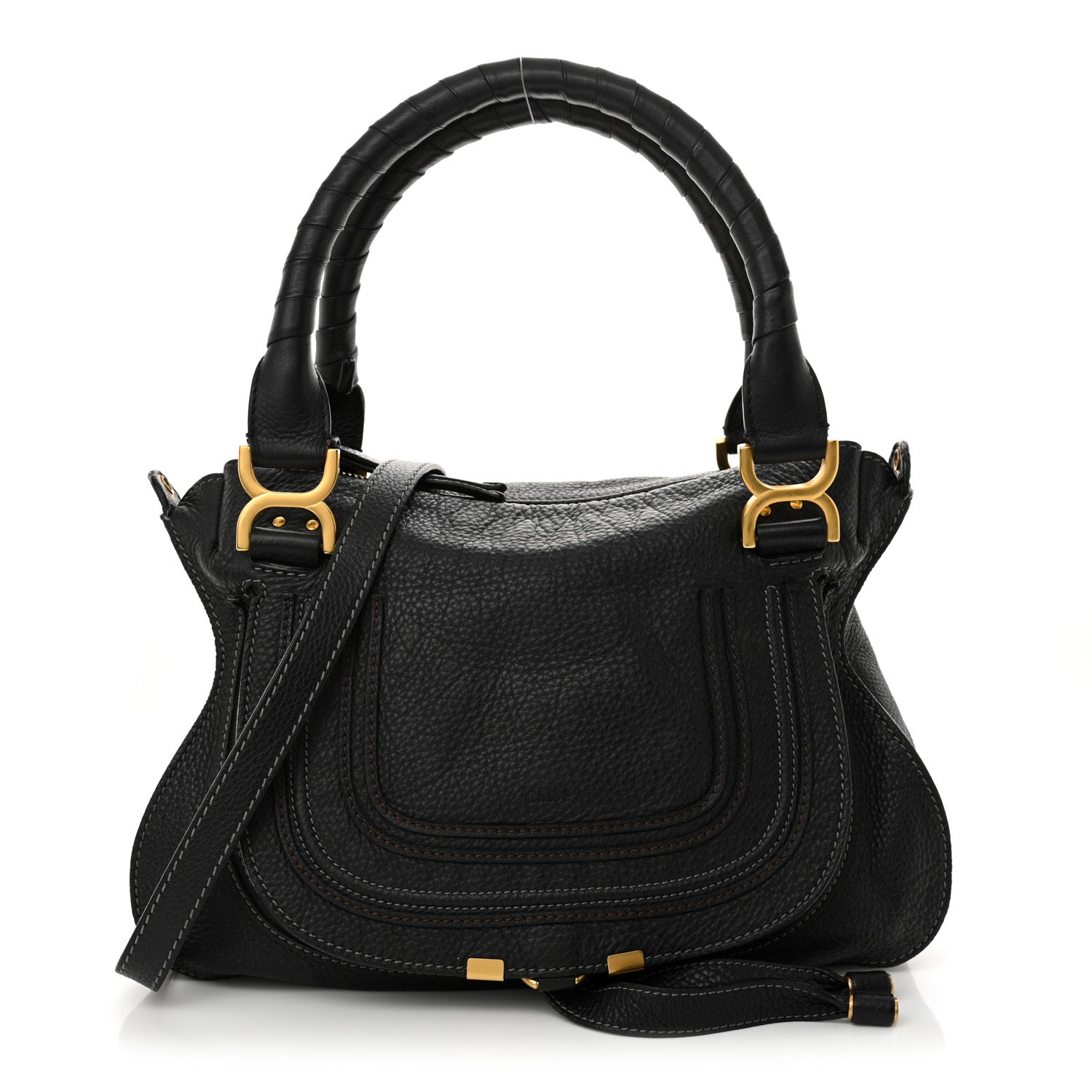 Calfskin Medium Marcie Satchel Black