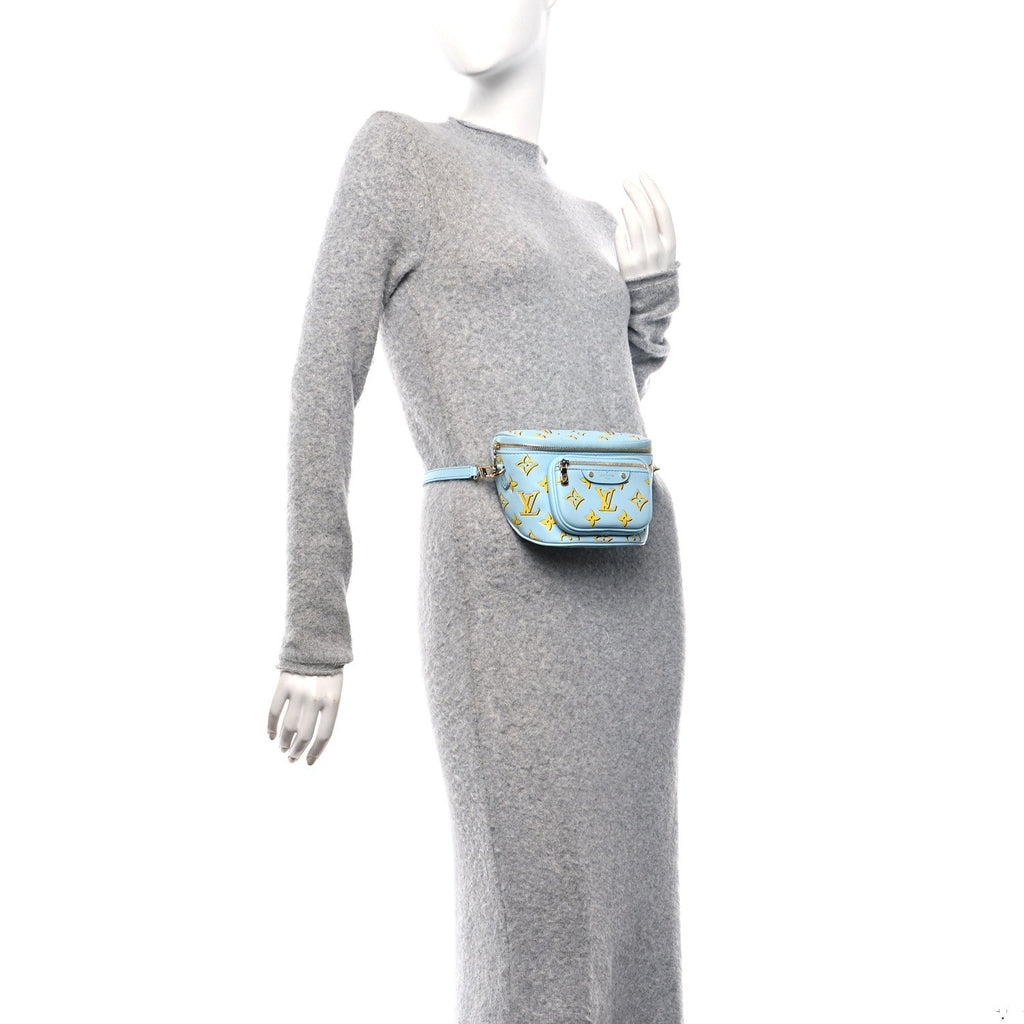 Lambskin Monogram Mini Bumbag H27 Baby Blue