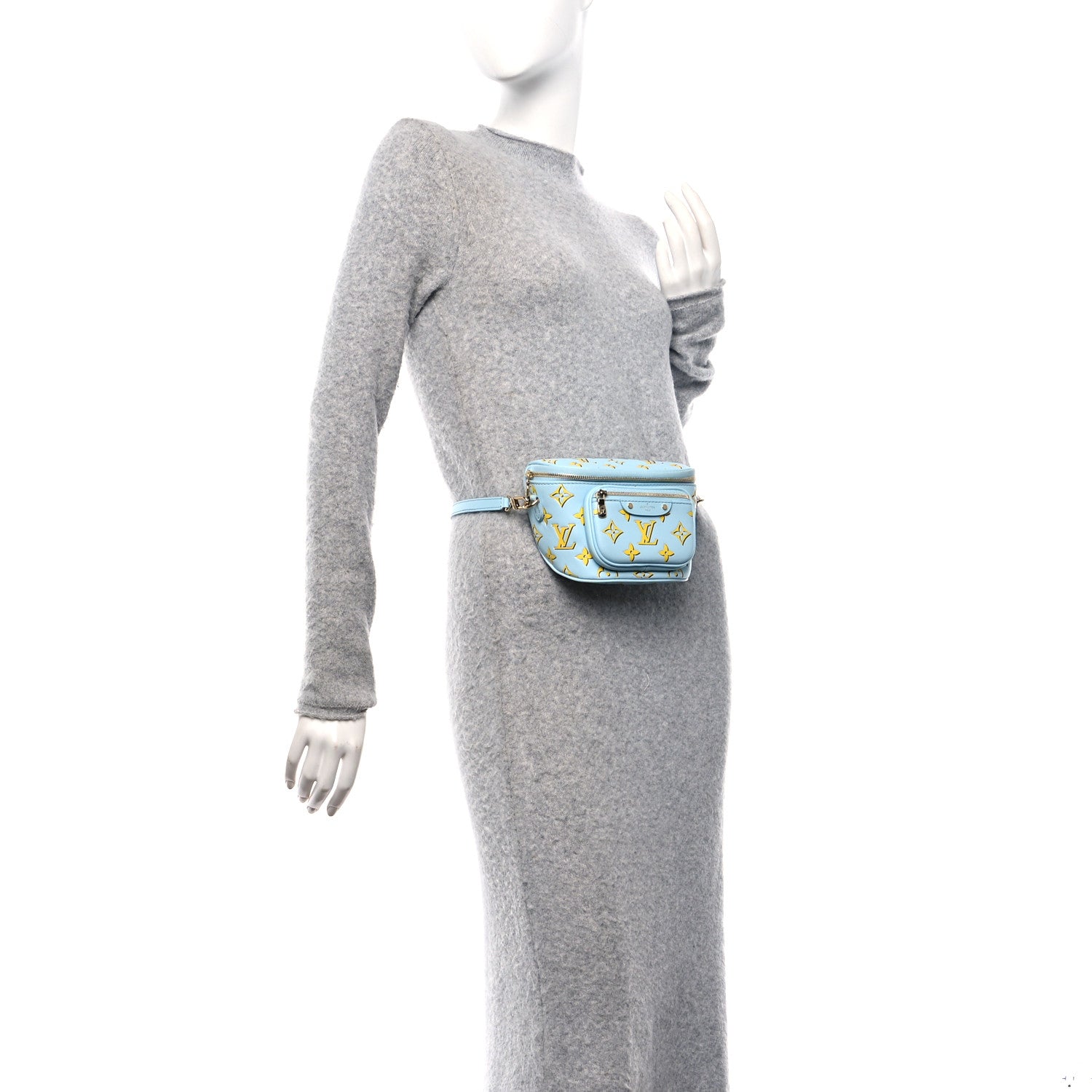 Lambskin Monogram Mini Bumbag H27 Baby Blue