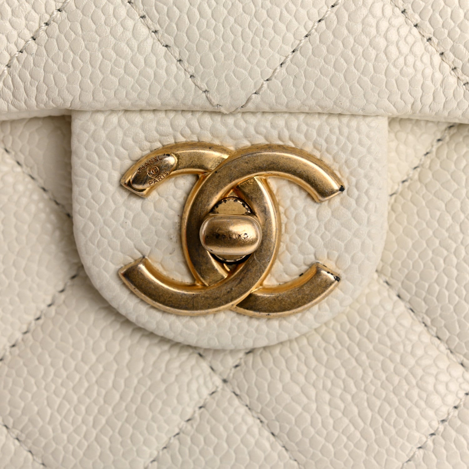 Caviar Quilted Mini Chain Soul Flap White