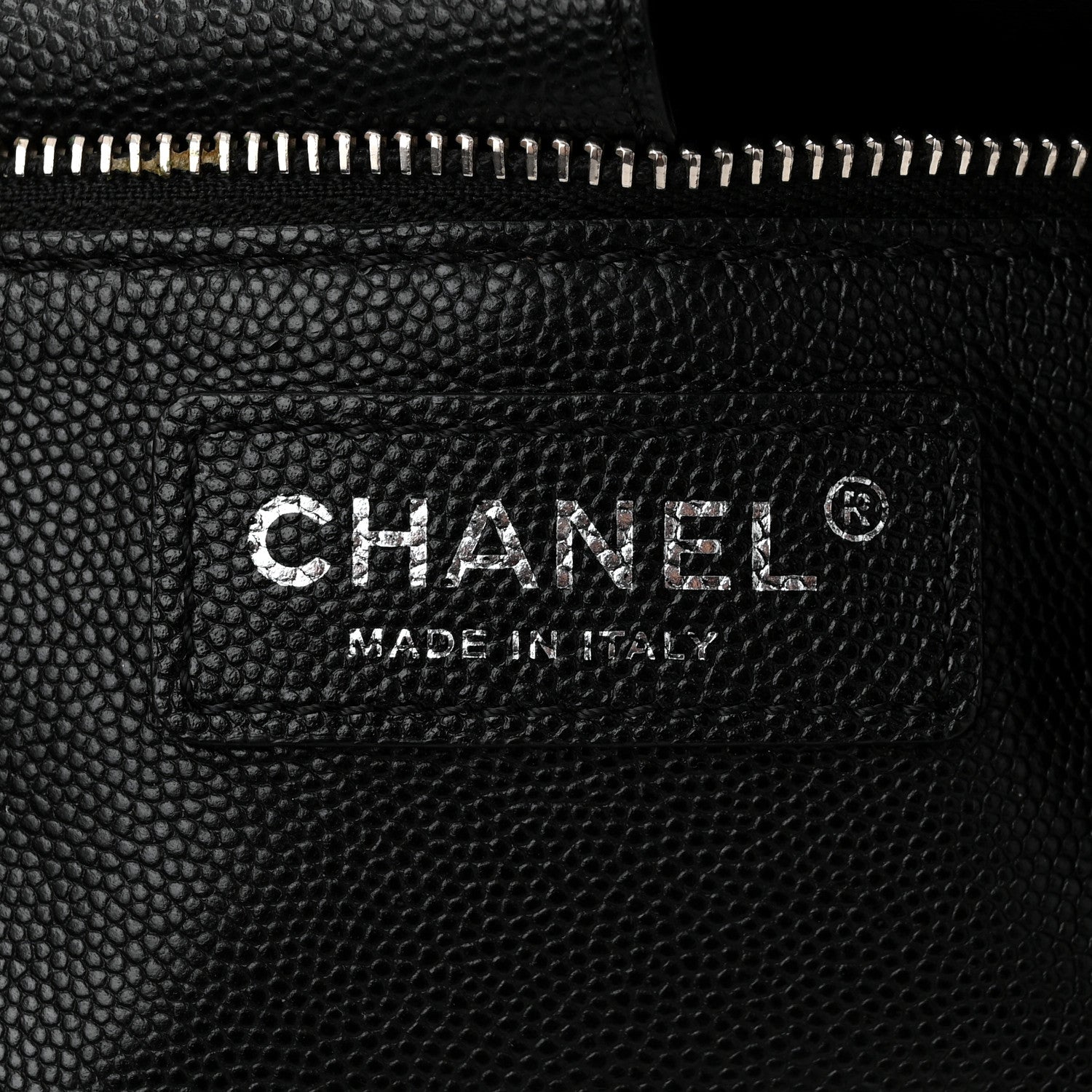 Caviar Stitched Medium Lady Coco Shopping Tote Black