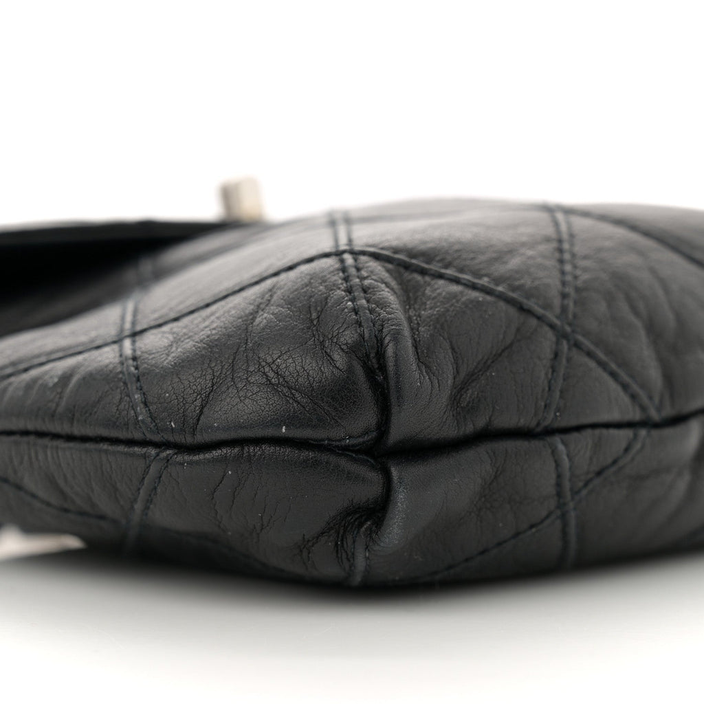 Lambskin Diamond Stitched Flap Waist Belt Bag 80 32 Black