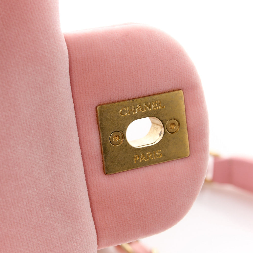 Velour Quilted Mini Double Frame Flap Rose