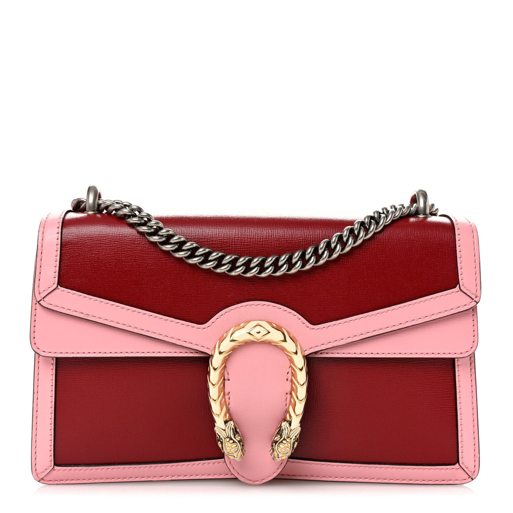 Azalea Calfskin Enamel Small Dionysus Shoulder Bag New Cherry Red Wild Rose Off White