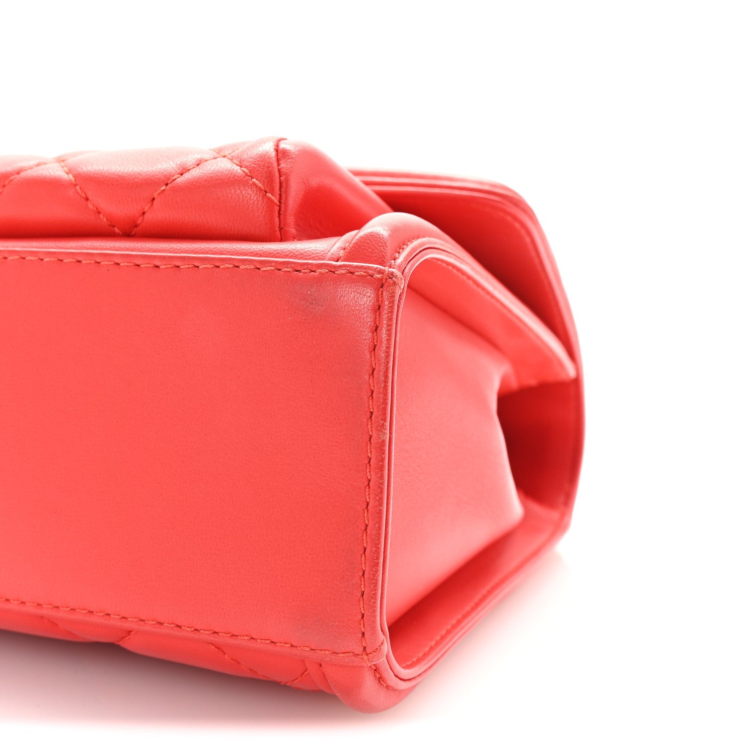 Lambskin Quilted Large Geometric Flap Red