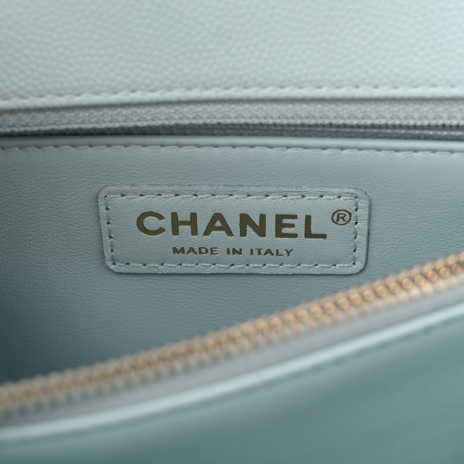 Caviar Quilted Small Coco Handle Flap Light Blue