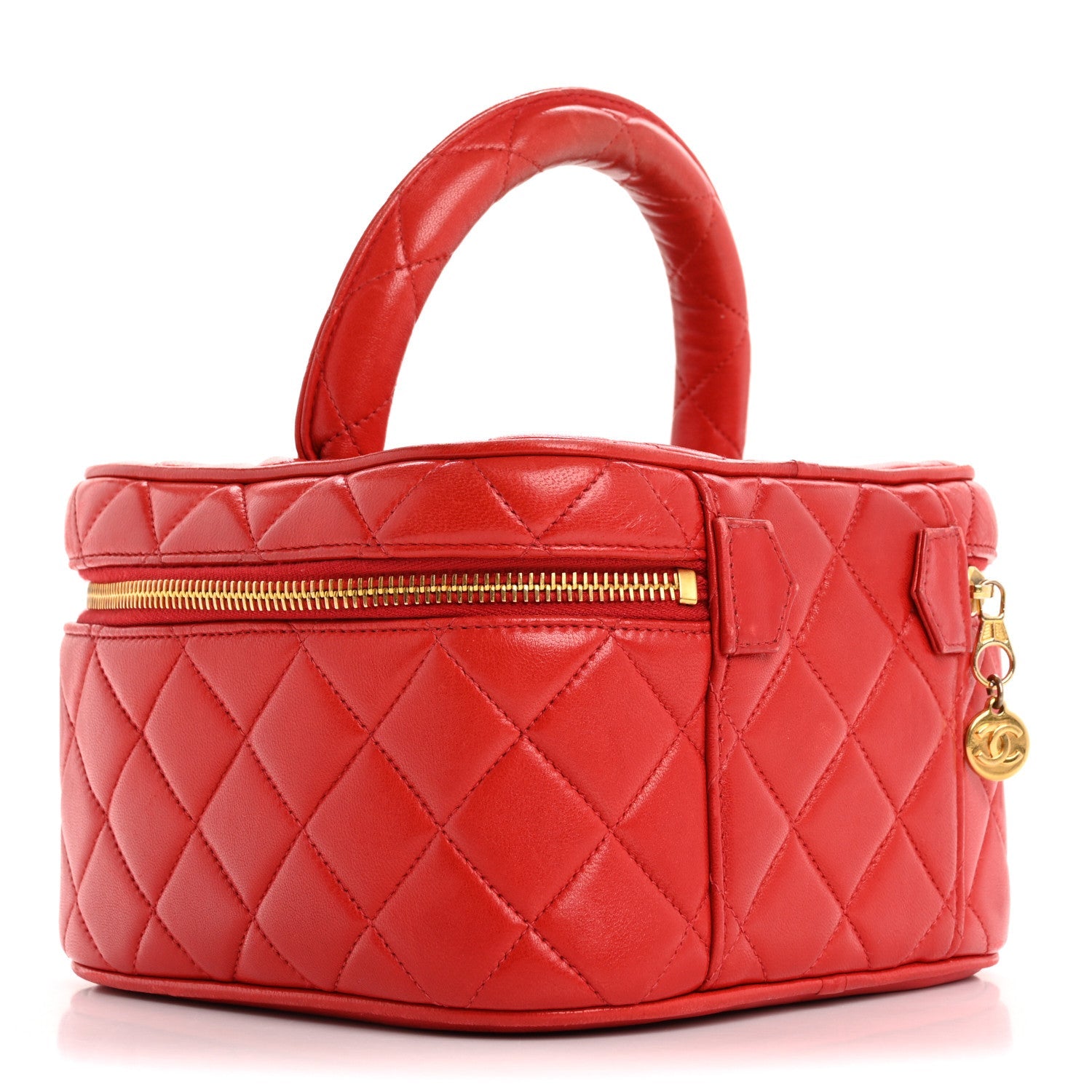 Lambskin Quilted Vanity Case Red
