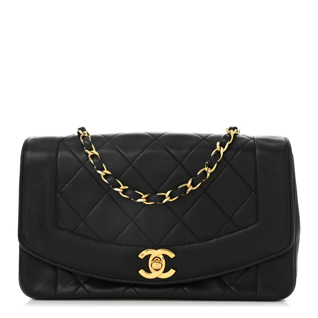 Lambskin Quilted Small Single Flap Black