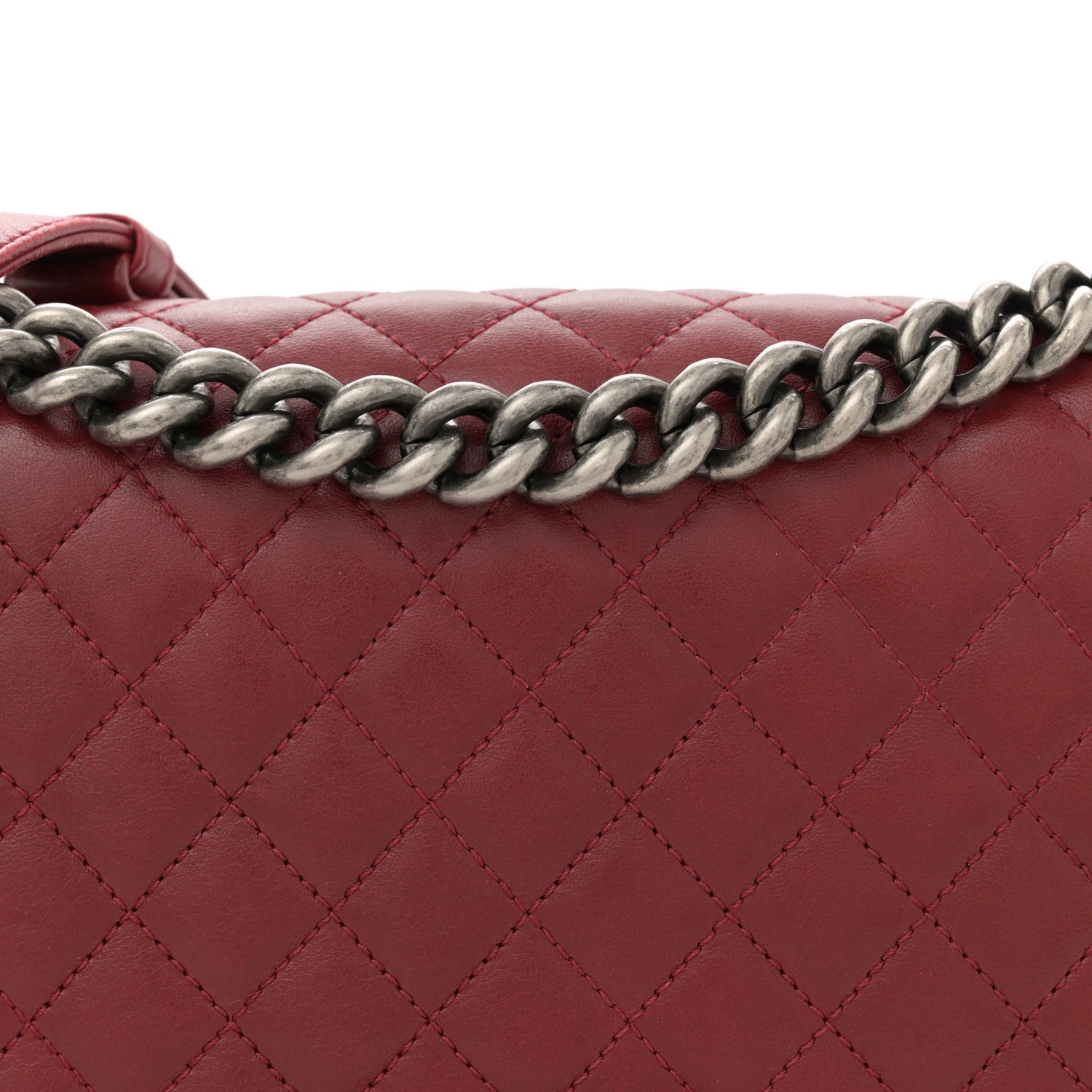 Lambskin Quilted Medium Boy Flap Red