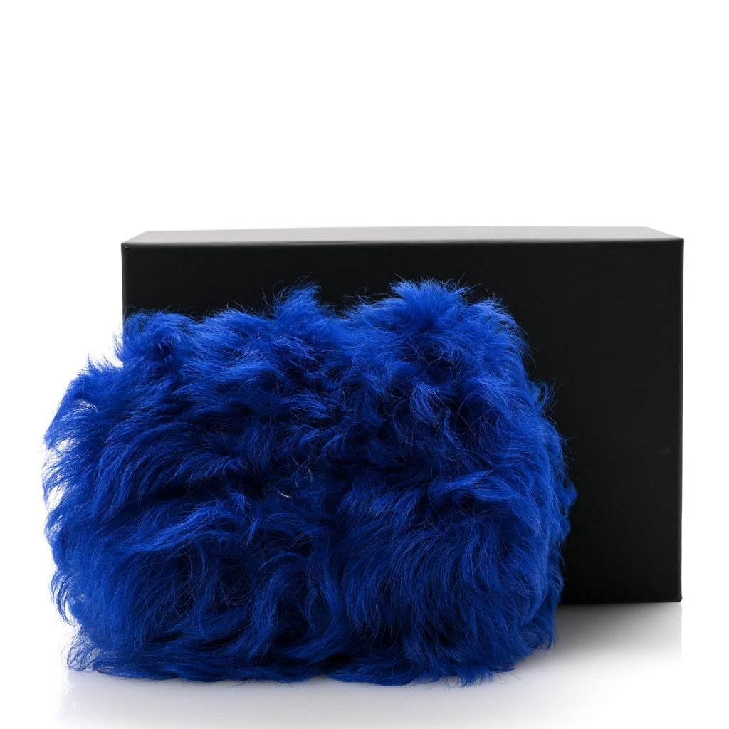 Shearling Lambskin CC Hook  Holder Blue
